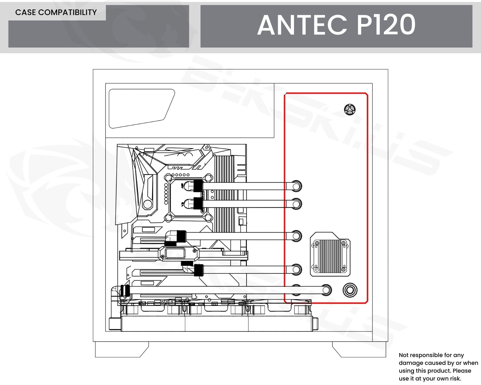 Bykski Distro Plate For Antec P120 - PMMA w/ 5v Addressable RGB (RBW) (RGV-Antec-P120-P) - DDC Pump With Armor