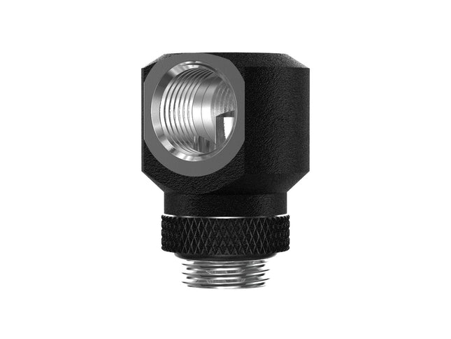 PrimoChill InterConnectSX Flat 90 Degree Rotary Fitting (FAF90) – Enhanced PC Cooling with Sleek Aesthetics - Available in 20+ Colors, Custom Watercooling Loop Ready - TX Matte Black
