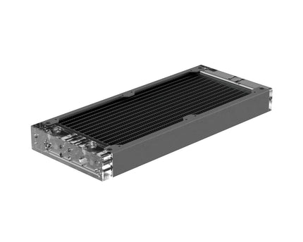 PrimoChill 240SL (30mm) EXIMO Modular Radiator, Clear Acrylic, 2x120mm, Dual Fan (R-SL-A24) Available in 20+ Colors, Assembled in USA and Custom Watercooling Loop Ready - TX Matte Gun Metal