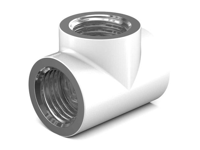 PrimoChill G 1/4in. Inline 3-Way SX Female T Adapter - Sky White