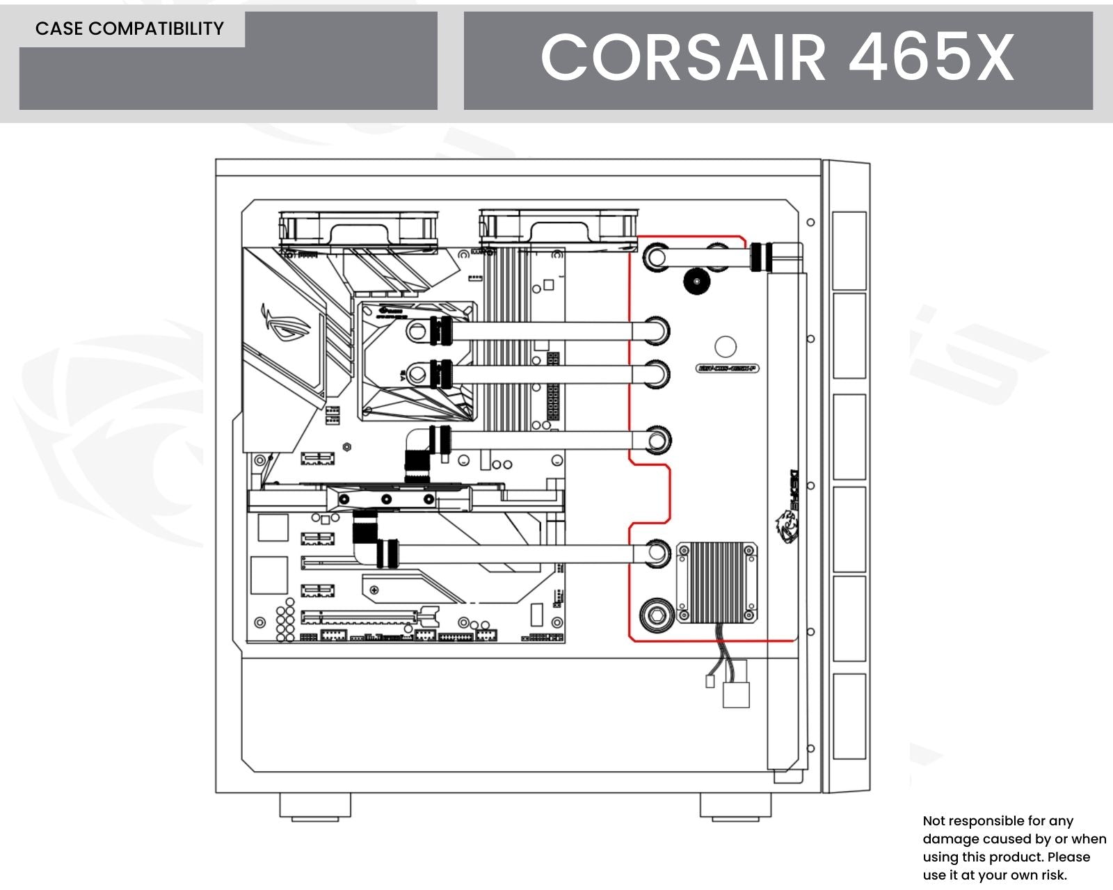 Bykski Distro Plate For CORSAIR 465X - PMMA w/ 5v Addressable RGB(RBW) (RGV-COS-465X-P-K) - DDC Pump With Armor