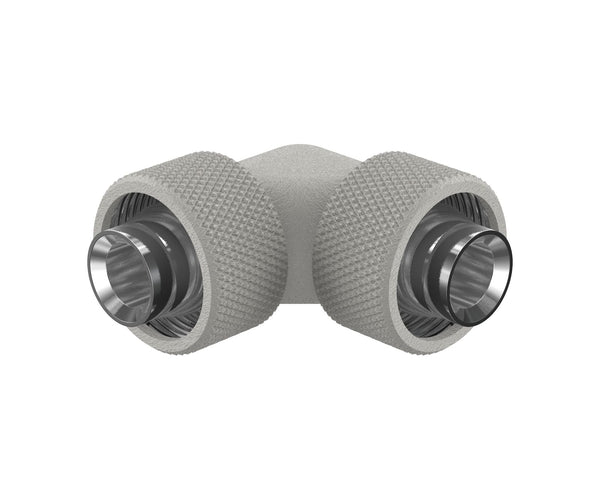 PrimoChill SecureFit SX - Premium 90 Degree Compression Fitting Set For 1/2in ID x 3/4in OD Flexible Tubing (F-SFSX3490) - Available in 20+ Colors, Custom Watercooling Loop Ready - PrimoChill - KEEPING IT COOL TX Matte Silver