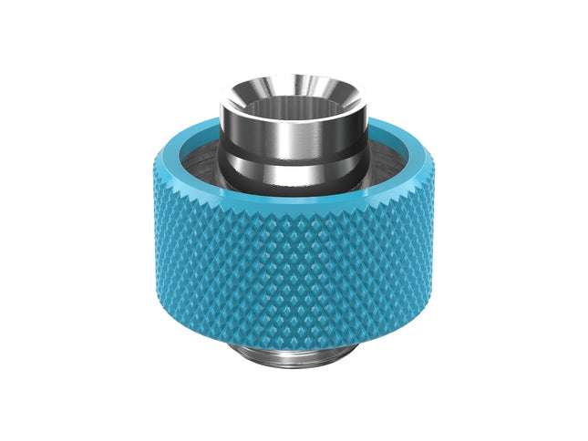 PrimoChill SecureFit SX - Premium Compression Fitting For 1/2in ID x 3/4in OD Flexible Tubing (F-SFSX34) - Available in 20+ Colors, Custom Watercooling Loop Ready - Sky Blue