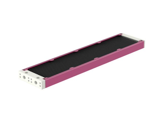 PrimoChill 480SL (30mm) EXIMO Modular Radiator, White POM, 4x120mm, Quad Fan (R-SL-W48) Available in 20+ Colors, Assembled in USA and Custom Watercooling Loop Ready - Magenta