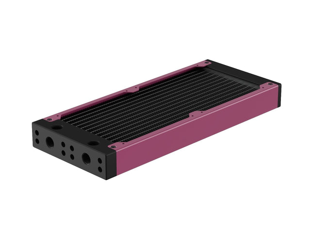 PrimoChill 240SL (30mm) EXIMO Modular Radiator, Black POM, 2x120mm, Dual Fan (R-SL-BK24) Available in 20+ Colors, Assembled in USA and Custom Watercooling Loop Ready - Magenta