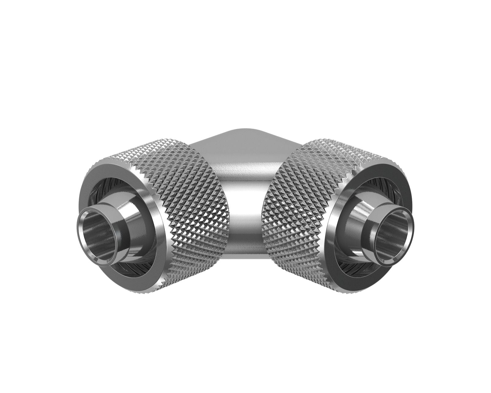 PrimoChill SecureFit SX - Premium 90 Degree Compression Fitting Set For 7/16in ID x 5/8in OD Flexible Tubing (F-SFSX75890) - Available in 20+ Colors, Custom Watercooling Loop Ready - Silver Nickel