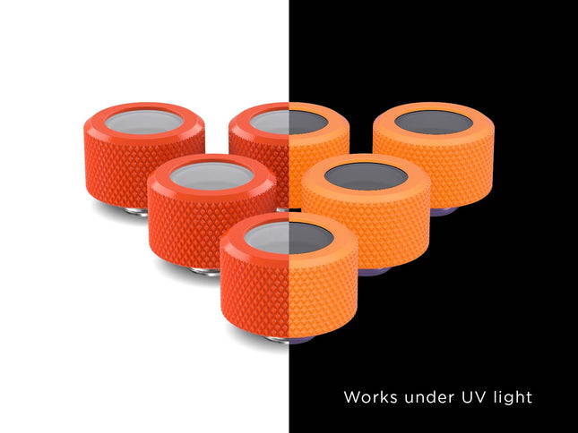 PrimoChill 16mm OD Rigid SX Fitting - 6 Pack - UV Orange