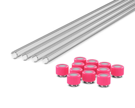 PrimoChill (Basic Kit) 4x 14mm Acrylic/PMMA Tubes, 12x Metric SX Fittings - UV Pink