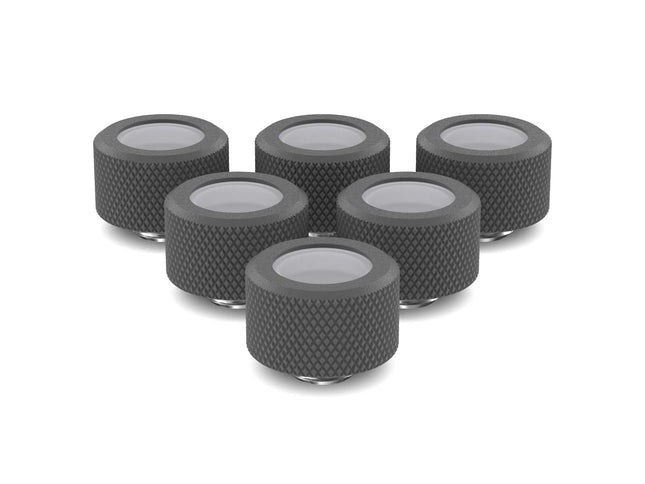 PrimoChill 16mm OD Rigid SX Fitting - 6 Pack - TX Matte Gun Metal