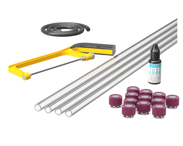 PrimoChill (Professional Kit) 4x 14mm Acrylic/PMMA Tubes, 12x Metrix SX Fitting, Bending Cord and Cutting Tool - Magenta