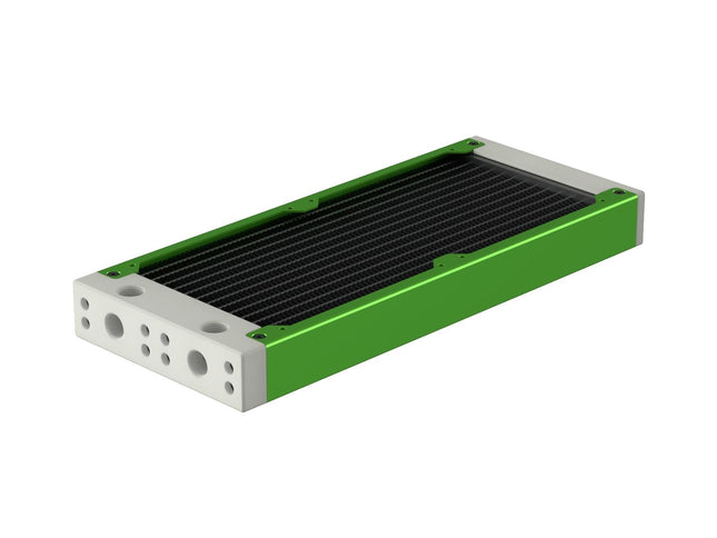 PrimoChill 240SL (30mm) EXIMO Modular Radiator, White POM, 2x120mm, Dual Fan (R-SL-W24) Available in 20+ Colors, Assembled in USA and Custom Watercooling Loop Ready - Toxic Candy