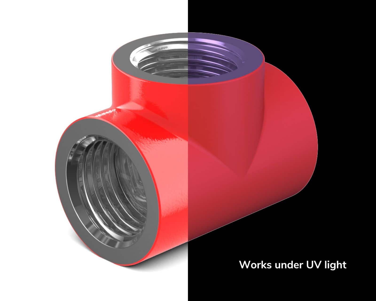 PrimoChill G 1/4in. Inline 3-Way SX Female T Adapter - UV Red