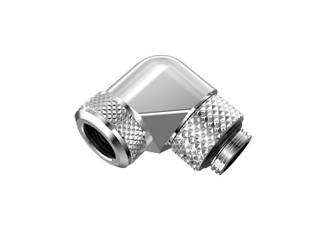 Bykski G 1/4in. Rigid 90 Degree Rotary Fitting Adapter For 14mm OD PMMA/PETG/METAL Tubing (CC-L14RD90-X) - Silver