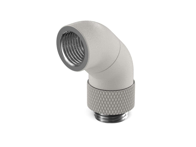 PrimoChill Male to Female G 1/4in. 90 Degree SX Dual Rotary Snake Fitting - TX Matte Silver