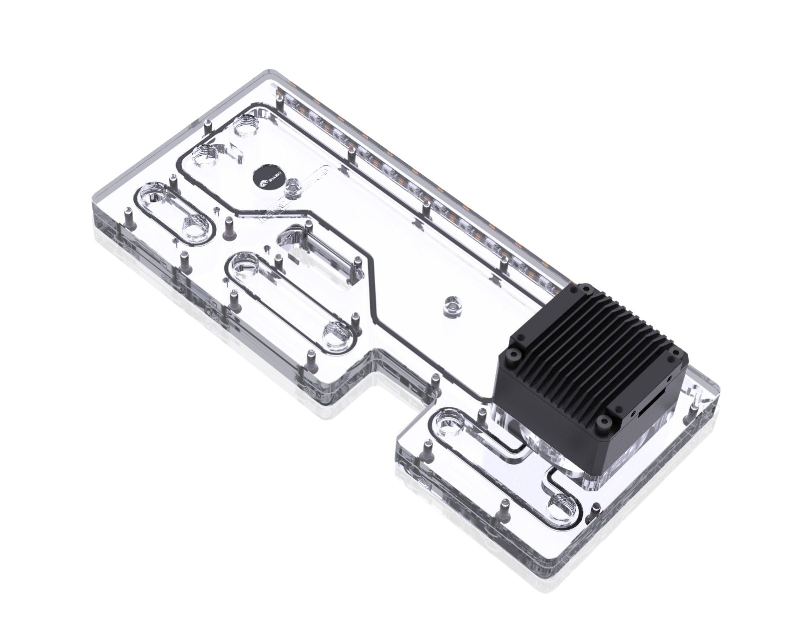 Bykski Distro Plate For NZXT H510 - PMMA w/ 5v Addressable RGB(RBW) (RGV-NZXT-H510-P-K) - DDC Pump With Armor