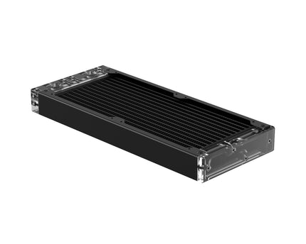 PrimoChill 240SL (30mm) EXIMO Modular Radiator, Clear Acrylic, 2x120mm, Dual Fan (R-SL-A24) Available in 20+ Colors, Assembled in USA and Custom Watercooling Loop Ready - Satin Black