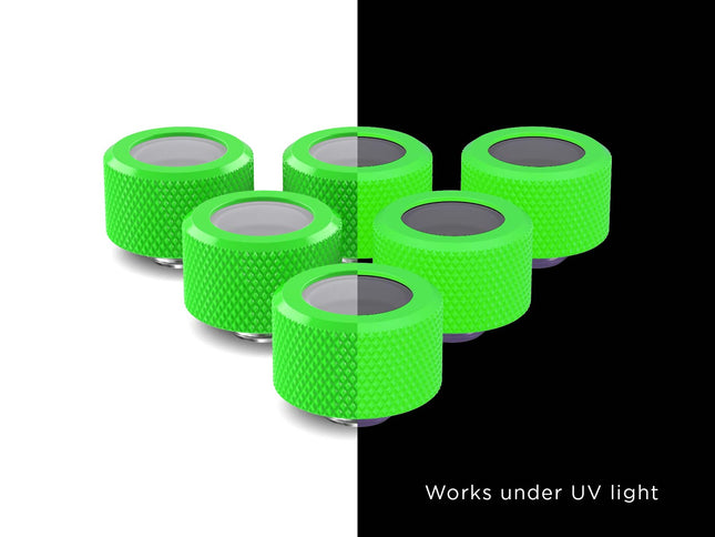 PrimoChill 16mm OD Rigid SX Fitting - 6 Pack - UV Green