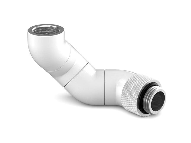 PrimoChill Male to Female G 1/4in. 180 Degree SX Triple Rotary Elbow Fitting - Sky White