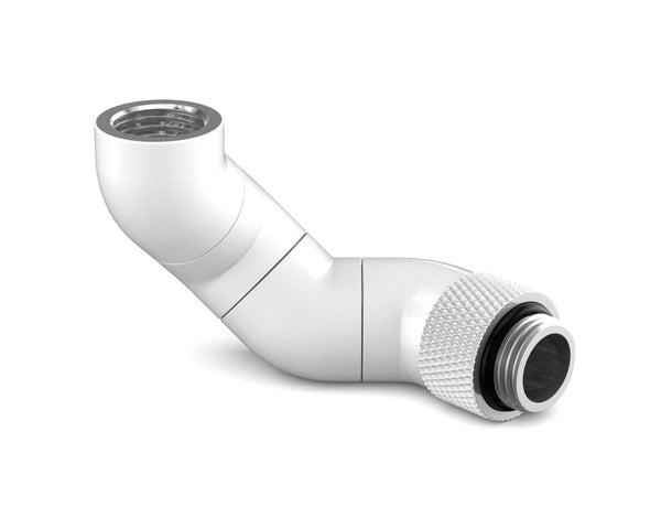 PrimoChill Male to Female G 1/4in. 180 Degree SX Triple Rotary Elbow Fitting - Sky White