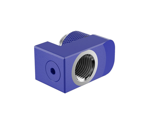 PrimoChill Male to Female G 1/4in. Supported Offset Rotary Fitting - True Blue
