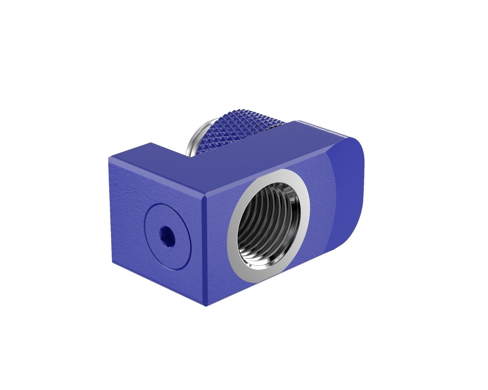 PrimoChill Male to Female G 1/4in. Supported Offset Rotary Fitting - True Blue