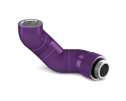 PrimoChill Male to Female G 1/4in. 180 Degree SX Triple Rotary Elbow Fitting - Candy Purple