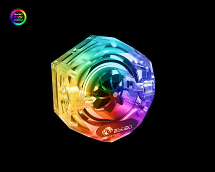 Bykski 6-Sided Flow Indicator w/ 5v Addressable RGB (RBW) (B-FMpa-HC-V2-CL)