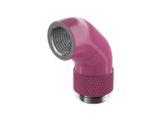 PrimoChill Male to Female G 1/4in. 90 Degree SX Dual Rotary Snake Fitting - Magenta