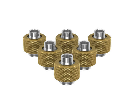 PrimoChill SecureFit SX - Premium Compression Fitting For 3/8in ID x 1/2in OD Flexible Tubing 6 Pack (F-SFSX12-6) - Available in 20+ Colors, Custom Watercooling Loop Ready - PrimoChill - KEEPING IT COOL Candy Gold