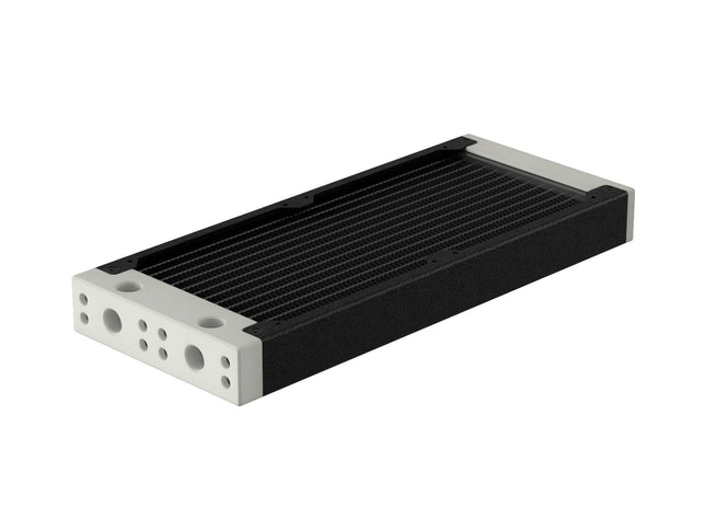 PrimoChill 240SL (30mm) EXIMO Modular Radiator, White POM, 2x120mm, Dual Fan (R-SL-W24) Available in 20+ Colors, Assembled in USA and Custom Watercooling Loop Ready - TX Matte Black