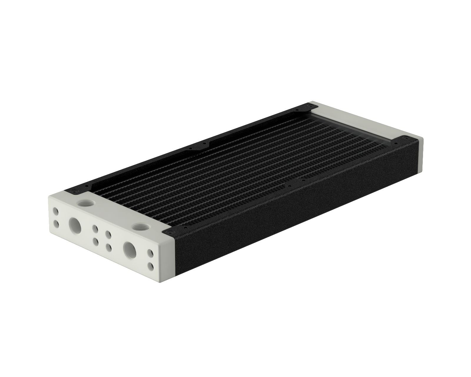 PrimoChill 240SL (30mm) EXIMO Modular Radiator, White POM, 2x120mm, Dual Fan (R-SL-W24) Available in 20+ Colors, Assembled in USA and Custom Watercooling Loop Ready - TX Matte Black