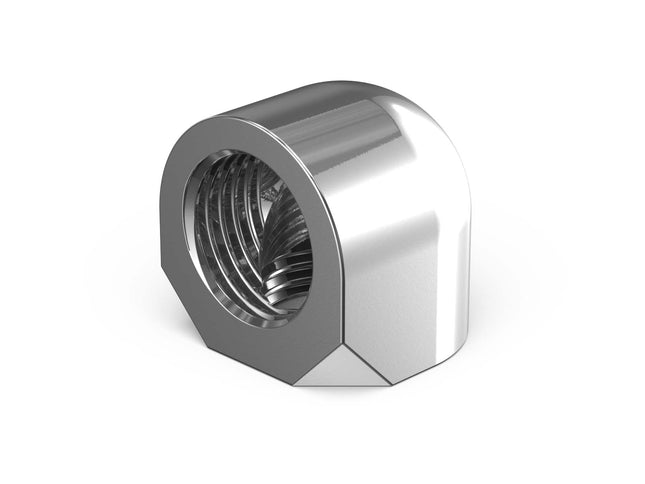 PrimoChill Female to Female G 1/4in. 90 Degree SX Elbow Fitting - Silver Nickel