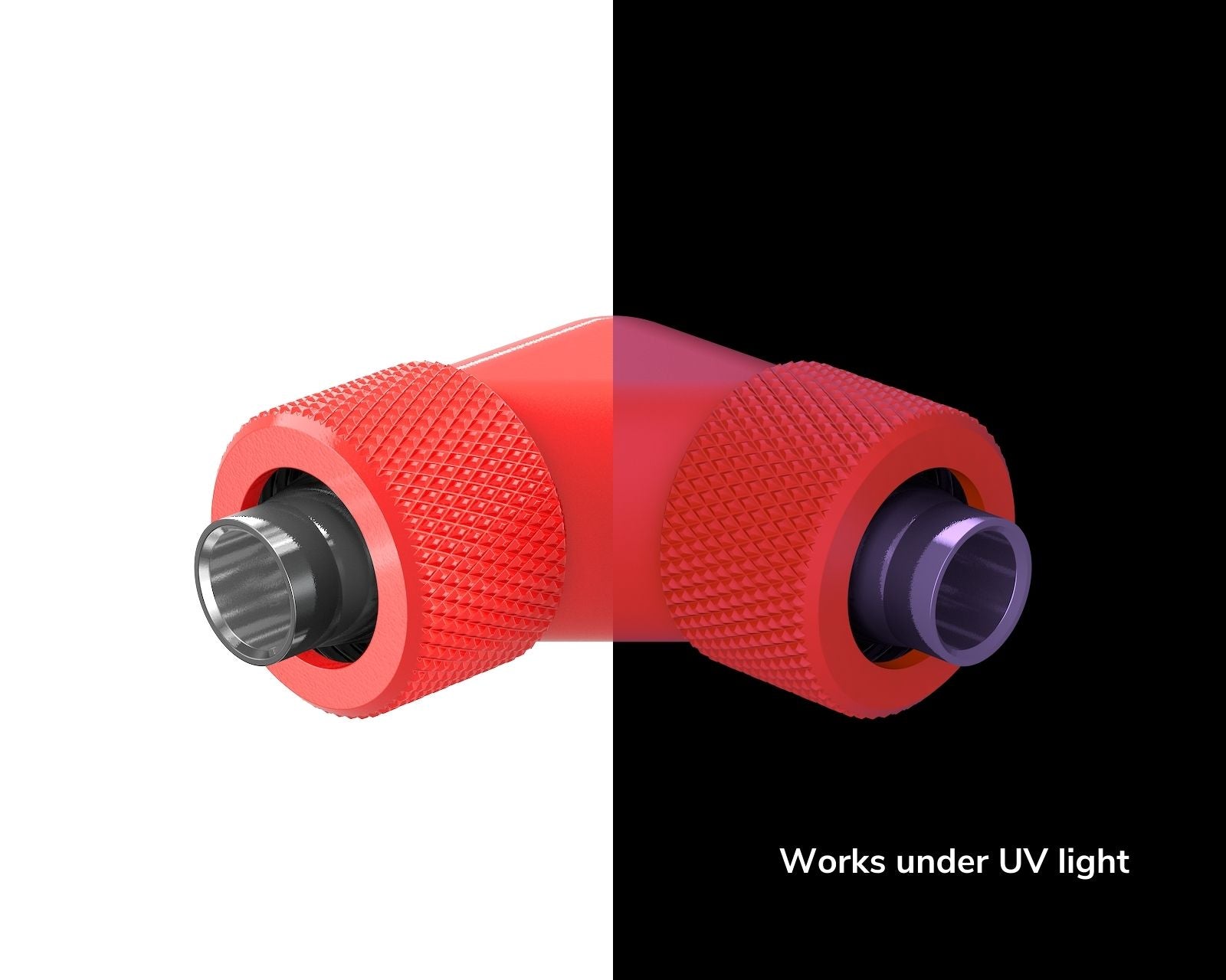 PrimoChill SecureFit SX - Premium 90 Degree Compression Fitting Set For 3/8in ID x 1/2in OD Flexible Tubing (F-SFSX1290) - Available in 20+ Colors, Custom Watercooling Loop Ready - UV Red
