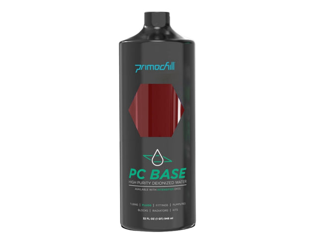 PrimoChill Base - Computer WaterCooling High Purity Deionized Water, No Protection, Add your Additives/Inhibitors, Proudly Made in The USA (32oz/.9L) - Transparent - Blood Red