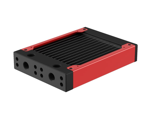 PrimoChill 120SL (30mm) EXIMO Modular Radiator, Black POM, 1x120mm, Single Fan (R-SL-BK12) Available in 20+ Colors, Assembled in USA and Custom Watercooling Loop Ready - Razor Red