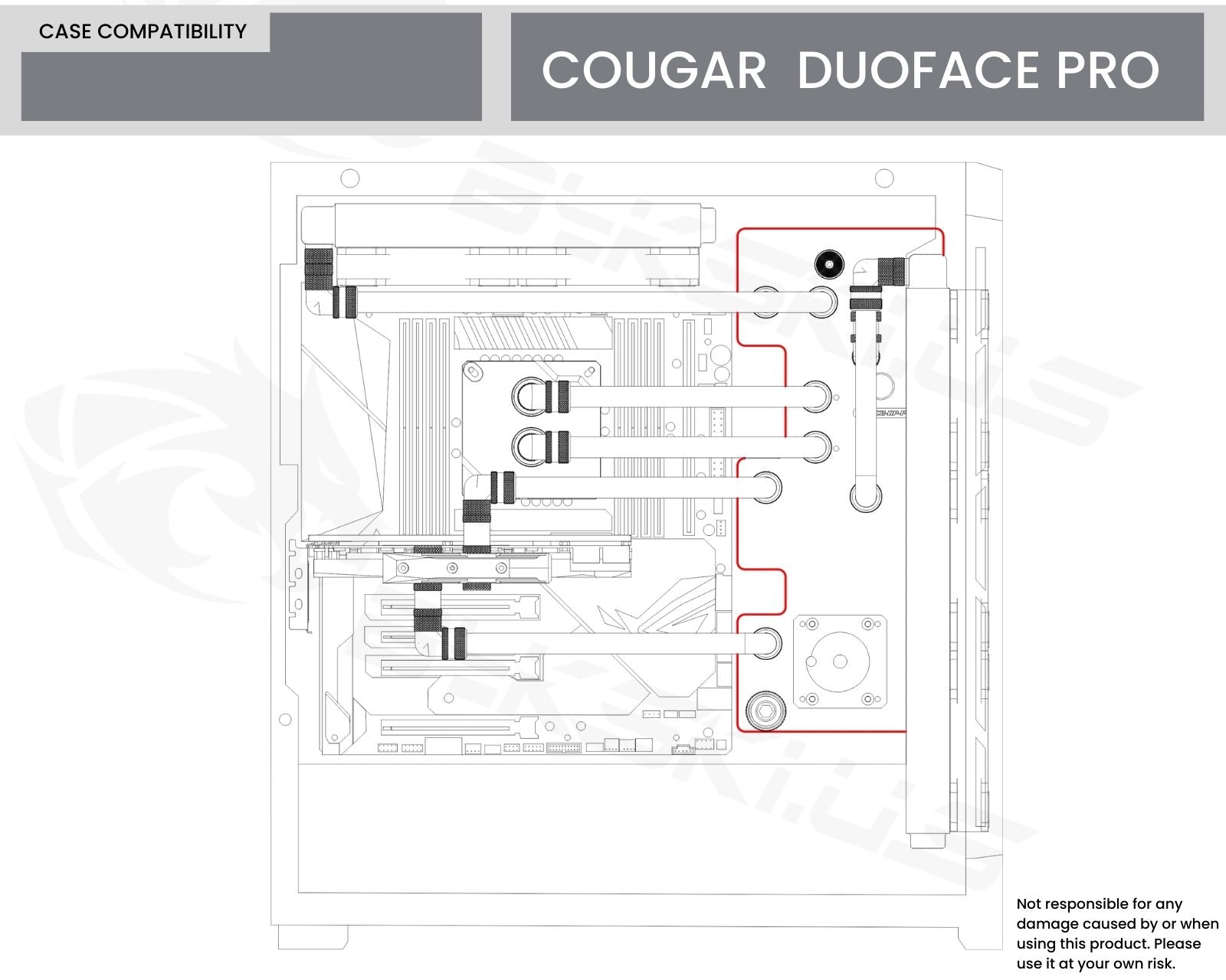 Bykski Distro Plate For COUGAR DUOFACE PRO - PMMA w/ 5v Addressable RGB(RBW) (RGV-CG-DP-P-K) - DDC Pump With Armor