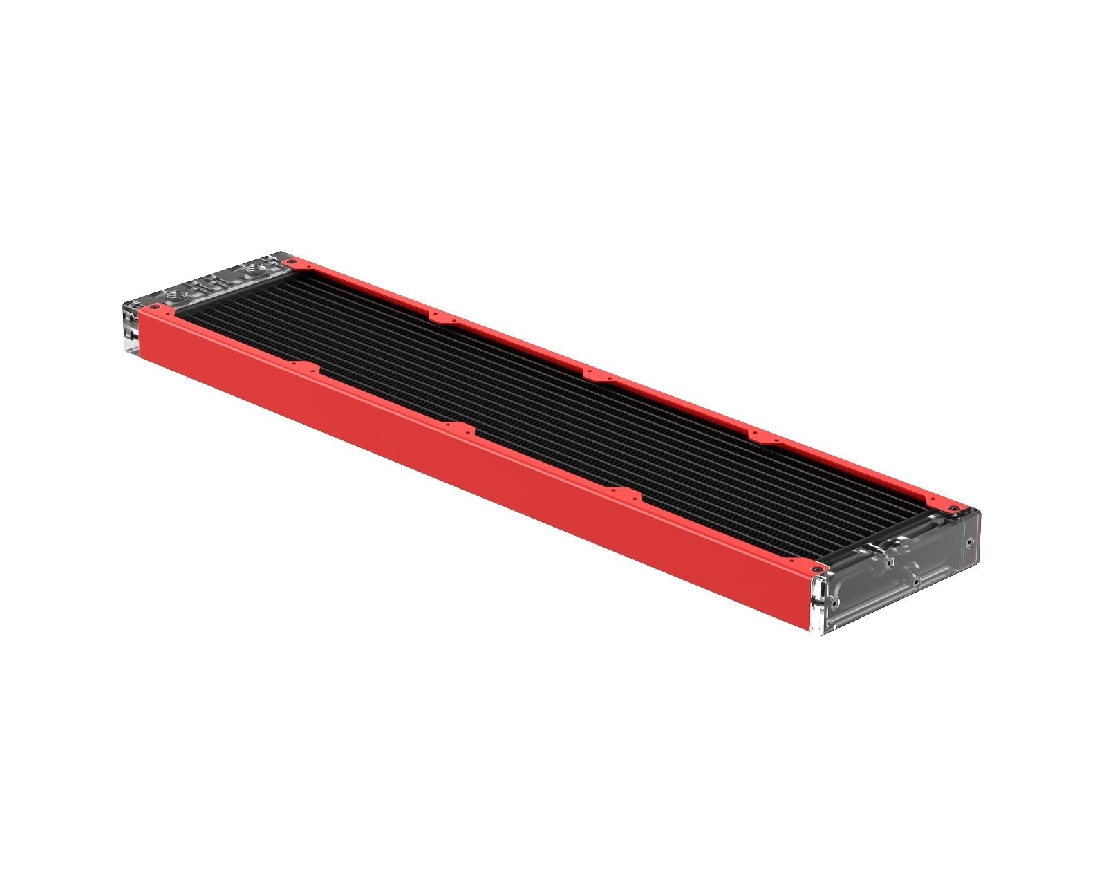PrimoChill 480SL (30mm) EXIMO Modular Radiator, Clear Acrylic, 4x120mm, Quad Fan (R-SL-A48) Available in 20+ Colors, Assembled in USA and Custom Watercooling Loop Ready - Razor Red