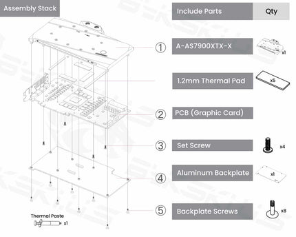 Bykski Full Coverage GPU Water Block and Backplate for ASUS TUF Gaming Radeon RX 7900 XT OC (A-AS7900XTX-X)