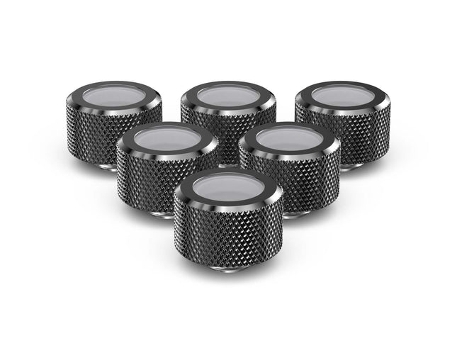 PrimoChill 16mm OD Rigid SX Fitting - 6 Pack - Dark Nickel