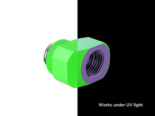 PrimoChill InterConnect SX Male to Female G 1/4in. Offset Full Rotary Fitting - 6mm - UV Green