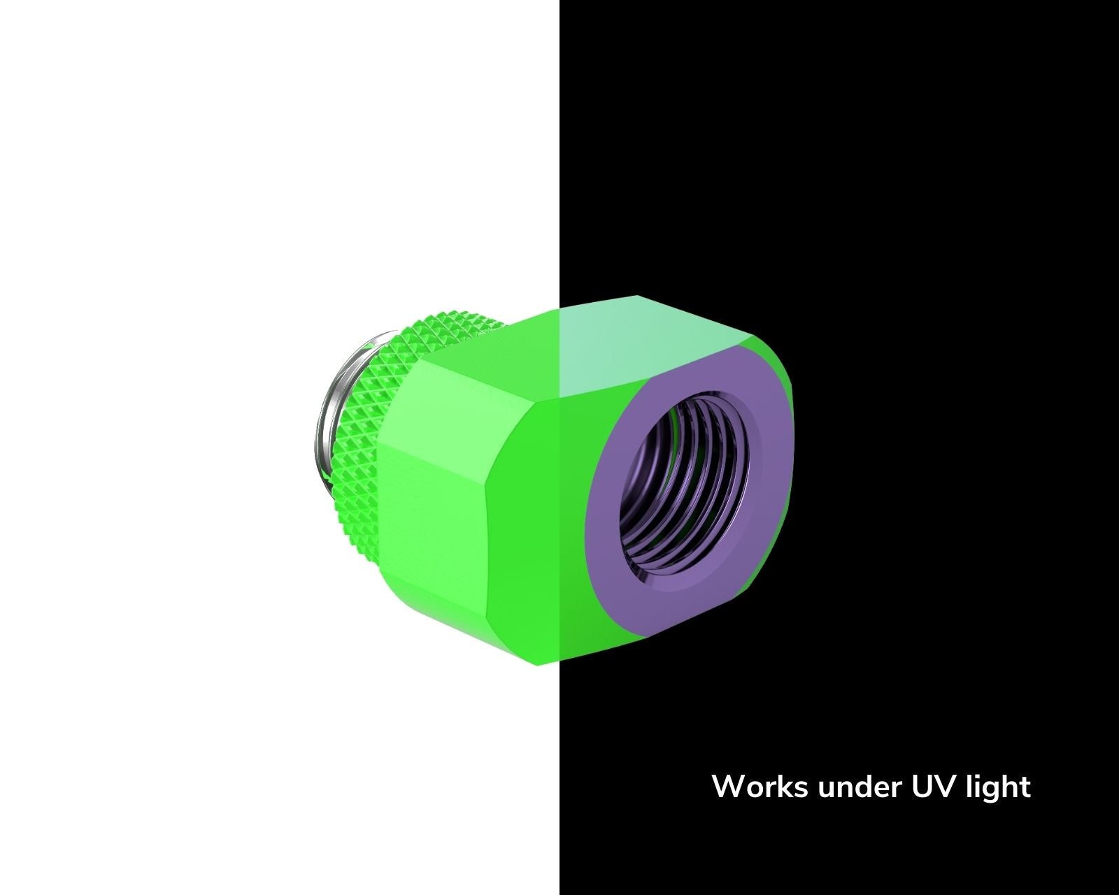 PrimoChill InterConnect SX Male to Female G 1/4in. Offset Full Rotary Fitting - UV Green