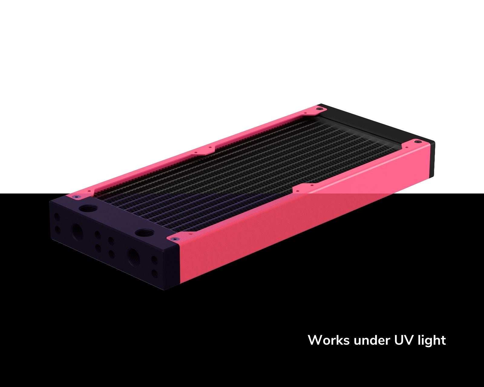 PrimoChill 240SL (30mm) EXIMO Modular Radiator, Black POM, 2x120mm, Dual Fan (R-SL-BK24) Available in 20+ Colors, Assembled in USA and Custom Watercooling Loop Ready - UV Pink
