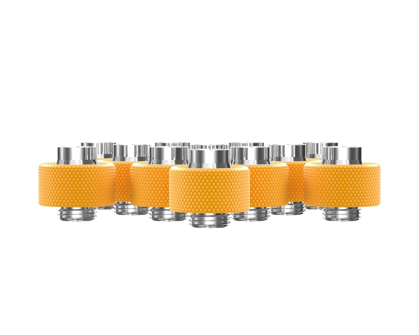 PrimoChill SecureFit SX - Premium Compression Fittings 12 Pack - For 1/2in ID x 3/4in OD Flexible Tubing (F-SFSX34-12) - Available in 20+ Colors, Custom Watercooling Loop Ready - Yellow