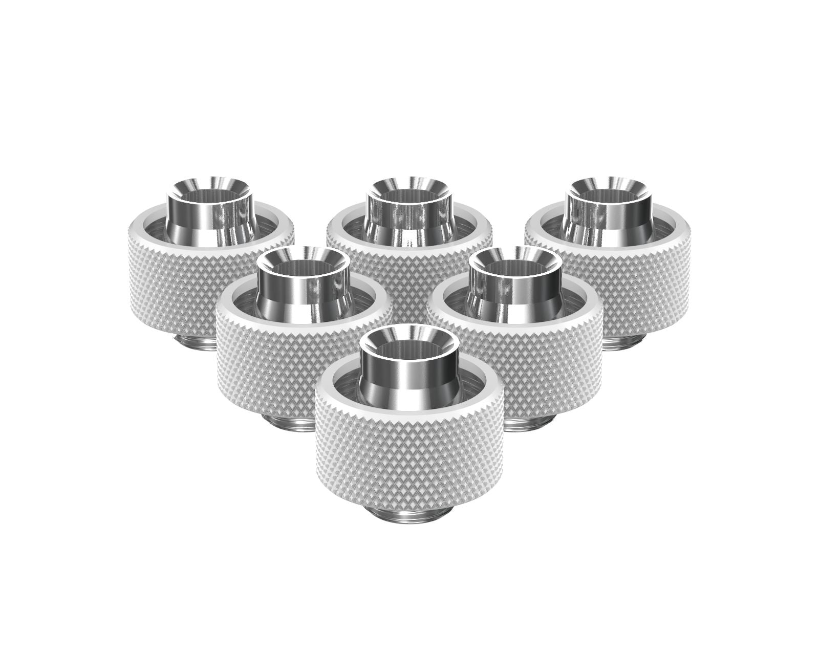 PrimoChill SecureFit SX - Premium Compression Fittings 6 Pack - For 1/2in ID x 3/4in OD Flexible Tubing (F-SFSX34-6) - Available in 20+ Colors, Custom Watercooling Loop Ready - Sky White