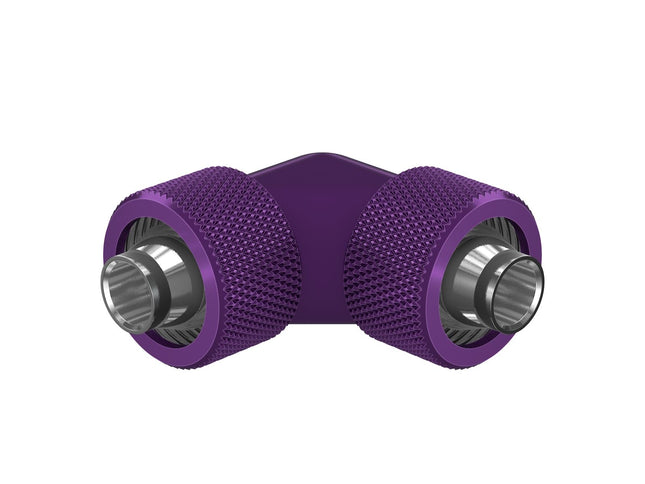 PrimoChill SecureFit SX - Premium 90 Degree Compression Fitting Set For 7/16in ID x 5/8in OD Flexible Tubing (F-SFSX75890) - Available in 20+ Colors, Custom Watercooling Loop Ready - Candy Purple
