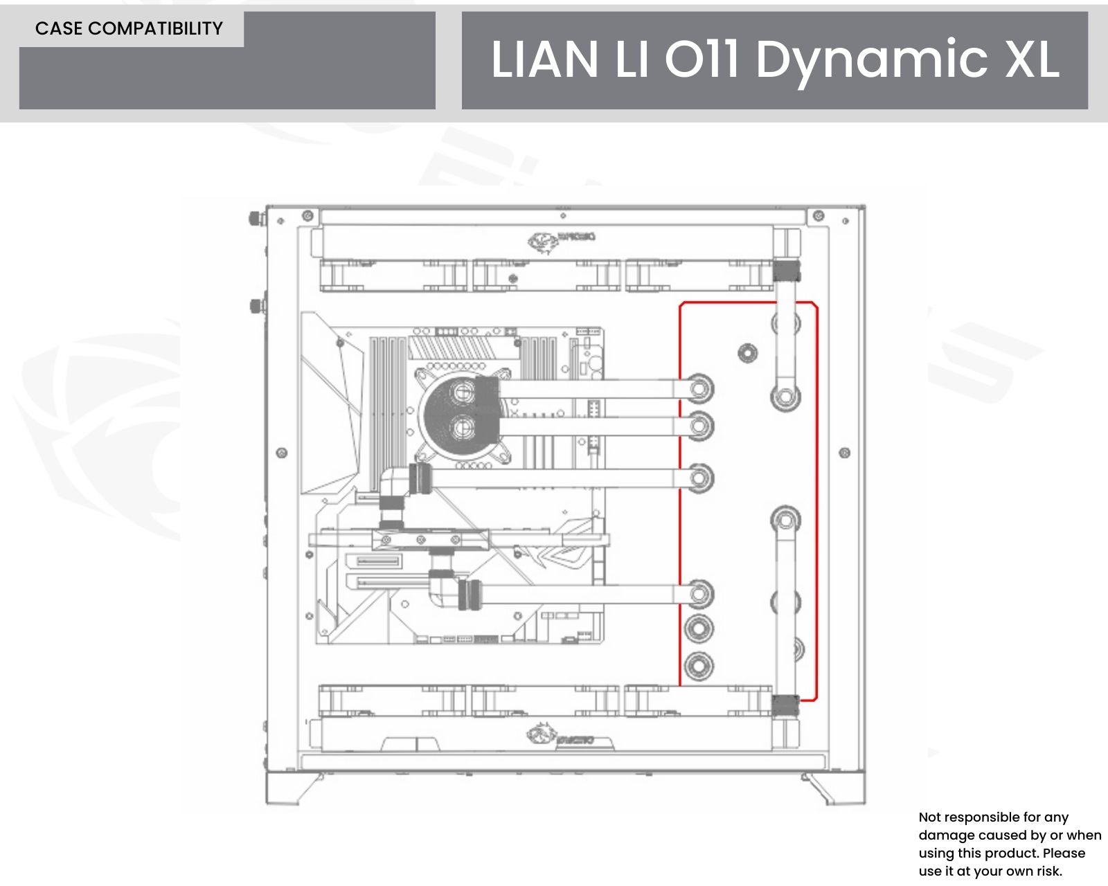 Bykski Distro Plate For LIAN LI O11 Dynamic XL- PMMA w/ 5v Addressable RGB(RBW) (RGV-LAN-O11XL-P-K) - DDC Pump With Armor