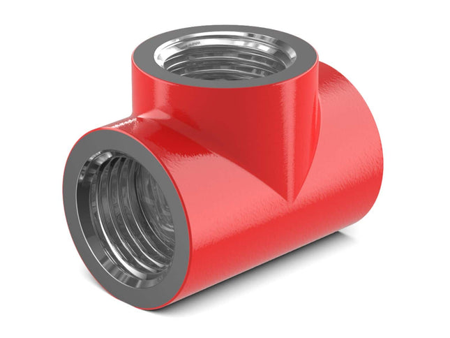 PrimoChill G 1/4in. Inline 3-Way SX Female T Adapter - Razor Red