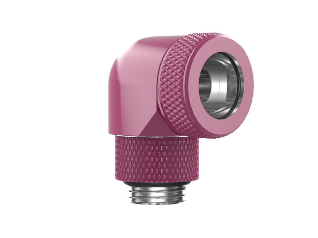 PrimoChill InterConnect SX Premium G1/4 to 90 Degree Adapter Fitting for 14MM Rigid Tubing (FA-G9014) - Magenta