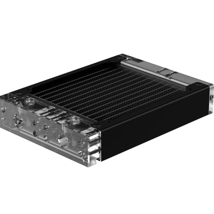 PrimoChill 120SL (30mm) EXIMO Modular Radiator, Clear Acrylic, 1x120mm, Single Fan (R-SL-A12) Available in 20+ Colors, Assembled in USA and Custom Watercooling Loop Ready - Satin Black