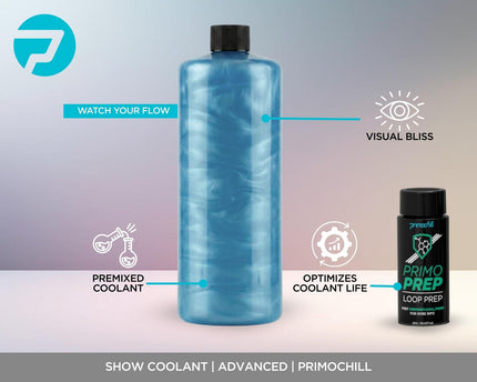 PrimoChill Vue - Computer WaterCooling Coolant, Visual Flow, Solid/Non-Transparent, Full Protection, PrimoPrep Included, Proudly Made in the USA (32oz/.9L) - PrimoChill Blue SX